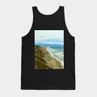 Paraglider above Pacific Ocean in California Tank Top